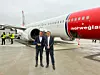 Geir Karlsen, vd för Norwegian och Niels Hemmingsen, vd för Aalborg flygplats.