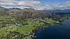 An aerial view to Coniston lake in Lake District