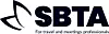 SBTA:s logotyp med stiliserad fågel och texten ”For travel and meetings professionals”.