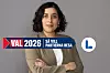 Porträtt av en kvinna framför grå bakgrund med grafik om valet 2026 och Liberalernas logotyp.