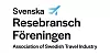 Logotyp för Svenska Resebranschföreningen med blå symbol och text på vit bakgrund.
